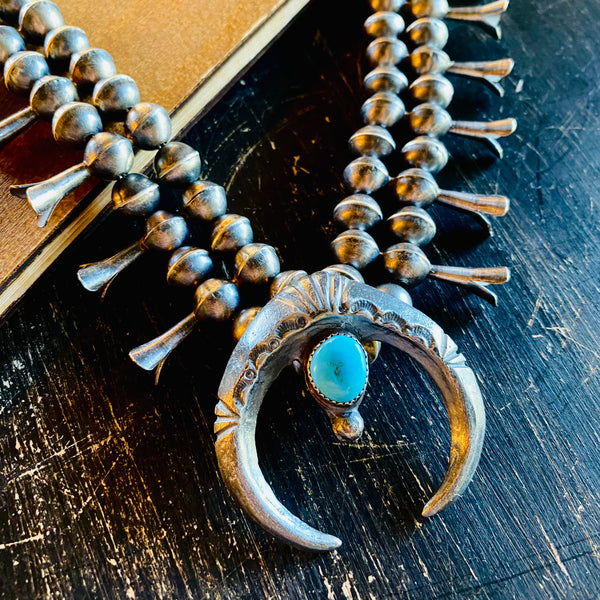 Squash Blossom Necklace with Handmade Navajo Pearls // Gilbert Martin