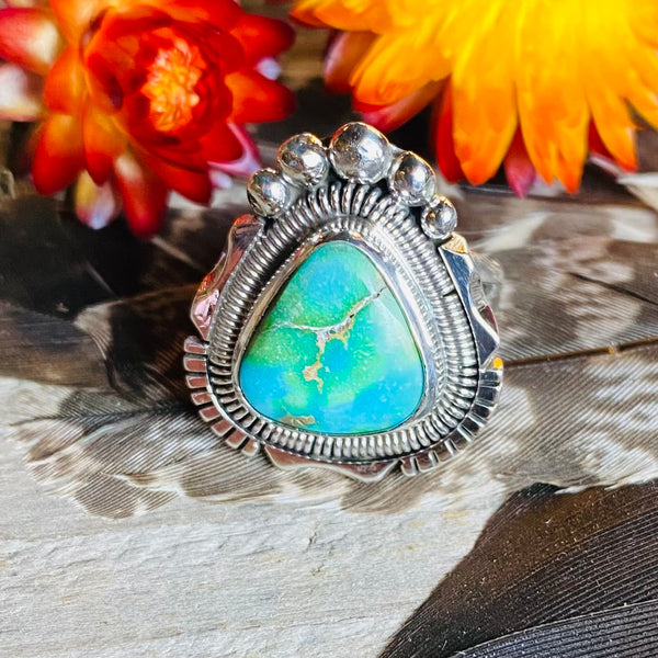 Wilburt Denetdale Sonoran Gold Turquoise Ring // Size 6.5 // Navajo