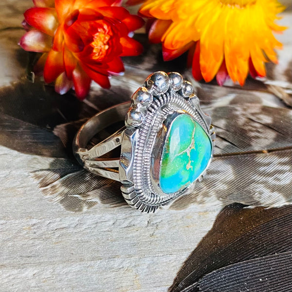 Wilburt Denetdale Sonoran Gold Turquoise Ring // Size 6.5 // Navajo