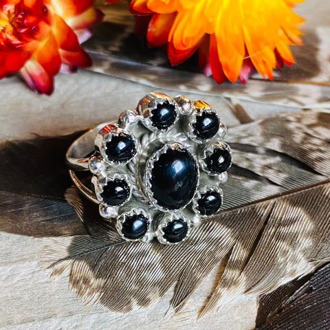 Onyx Cluster Ring // Size 7.5 // Navajo