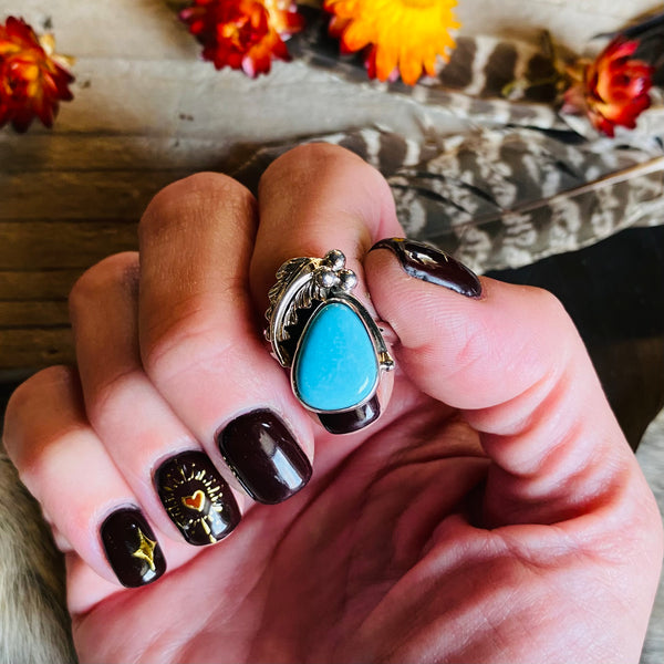 Floral Turquoise Ring // Size 6 // Navajo