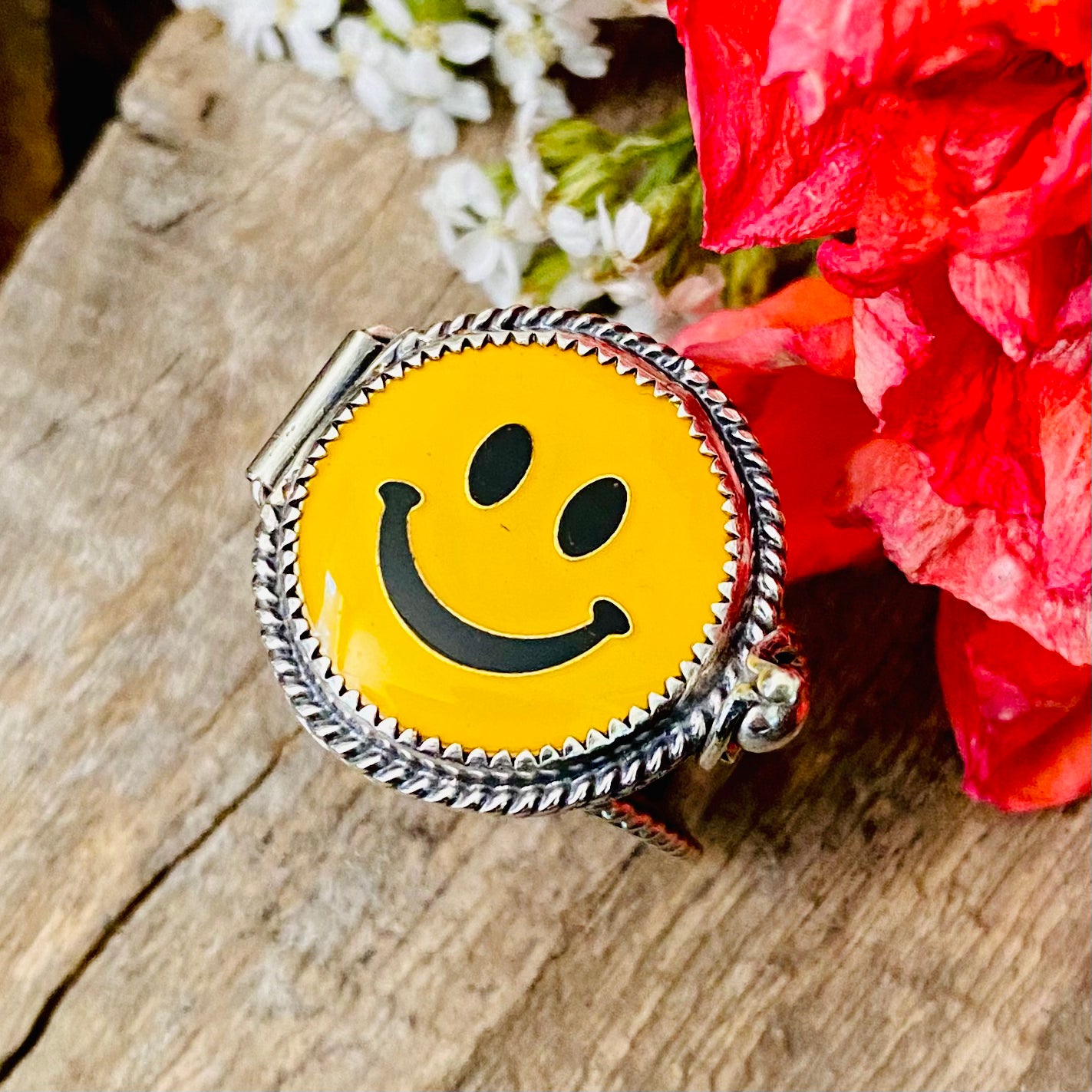 Smile Without & Peace Within Locket  Ring