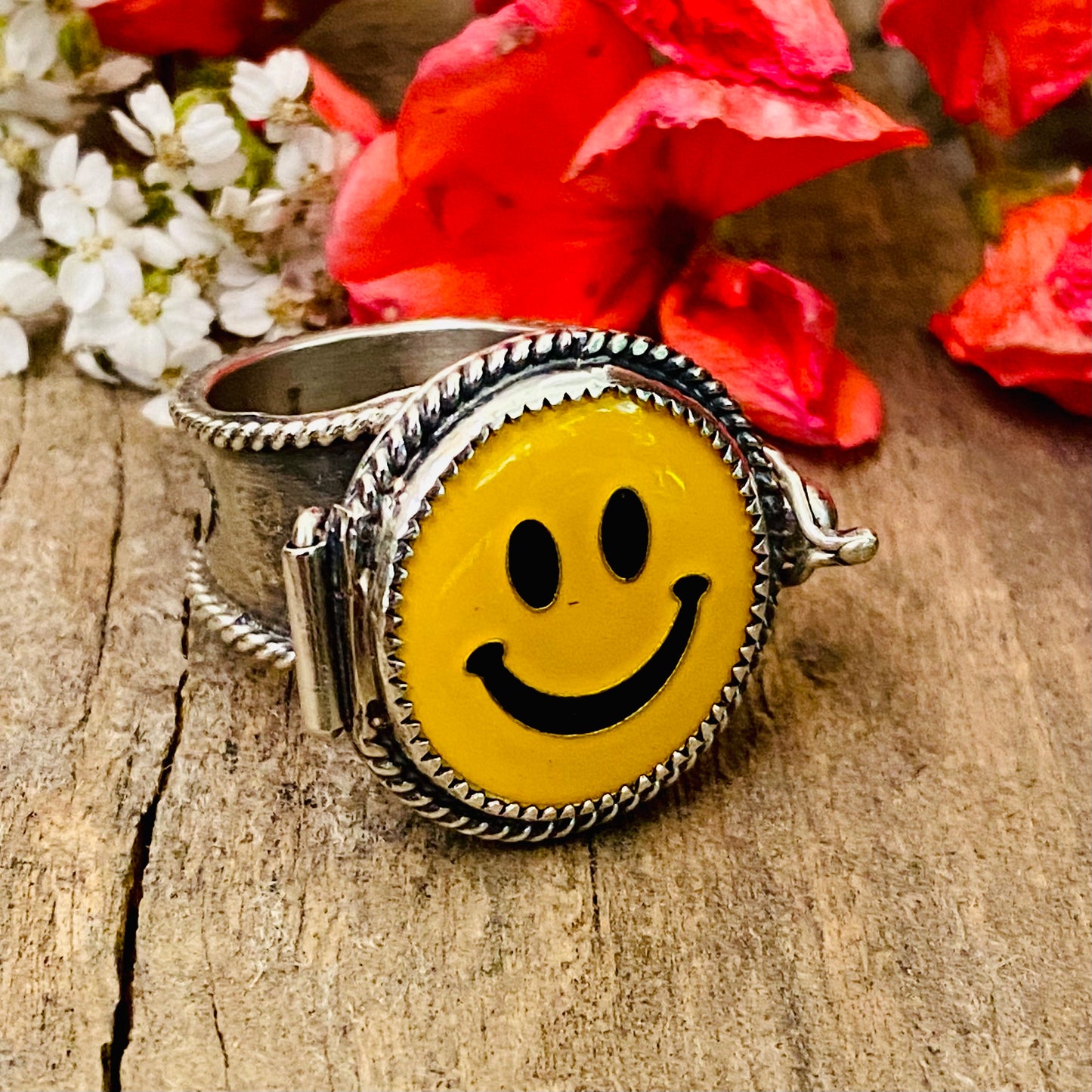 Smile Without & Peace Within Locket  Ring