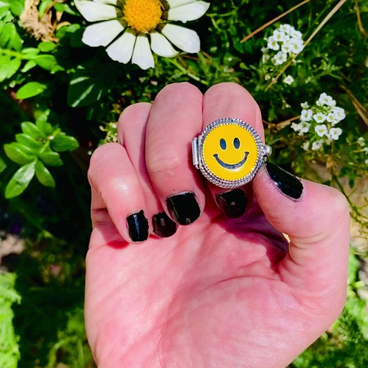 Smile Without & Peace Within Locket  Ring